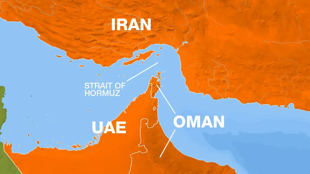 Strait of Hormuz shipping routes and energy supply chokepoint.